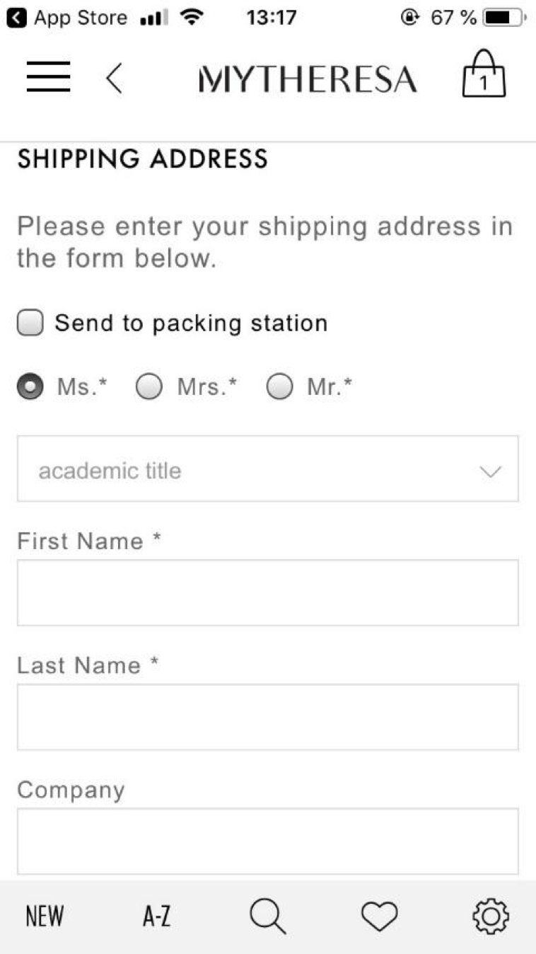 Improved checkout form variant