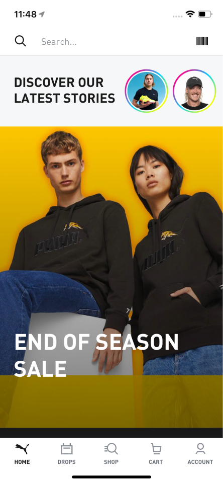 PUMA app home