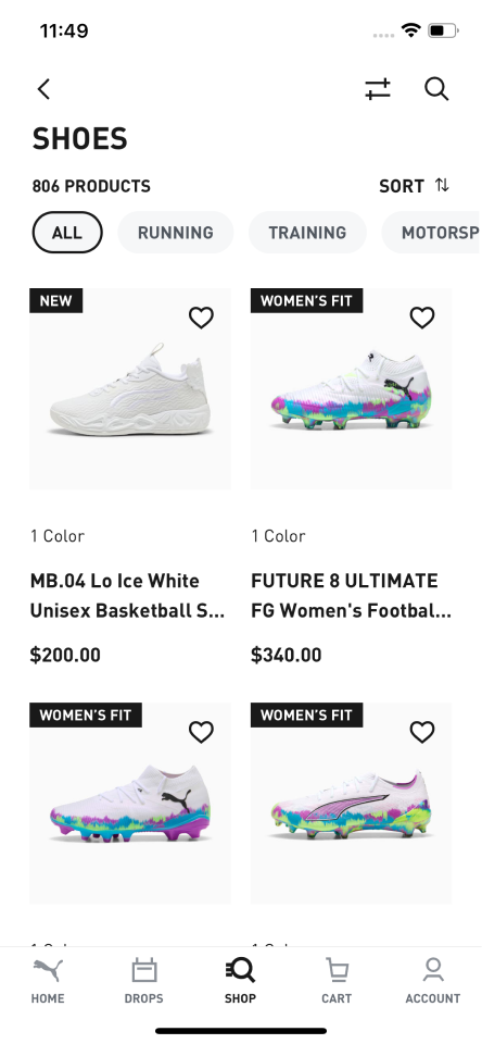 PUMA app listing