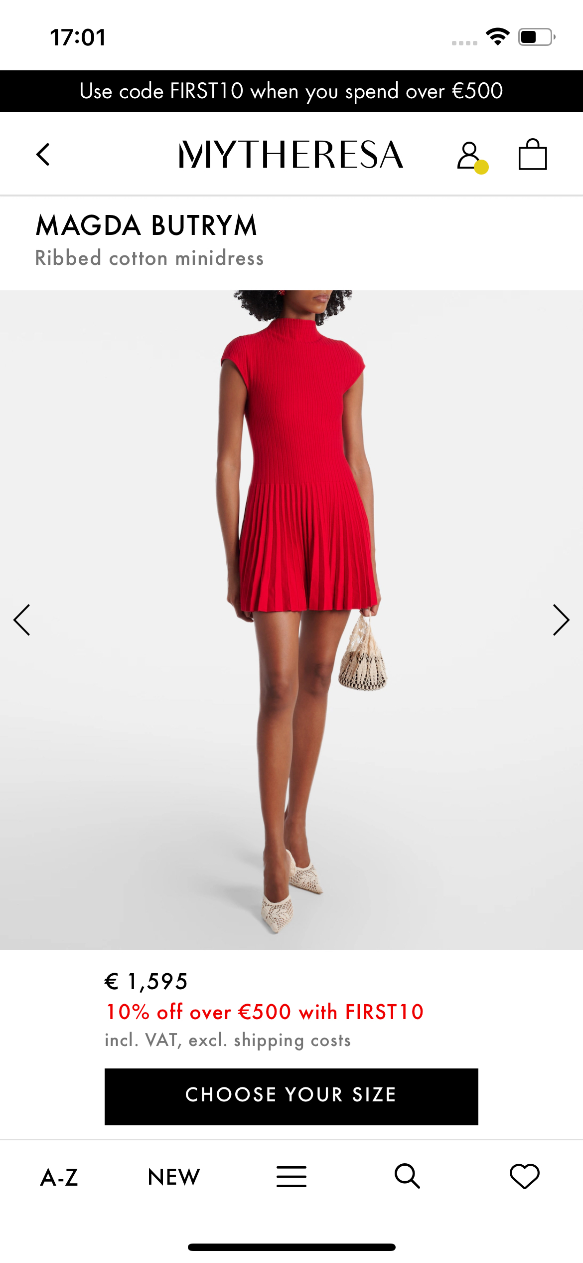 Mytheresa app home screen