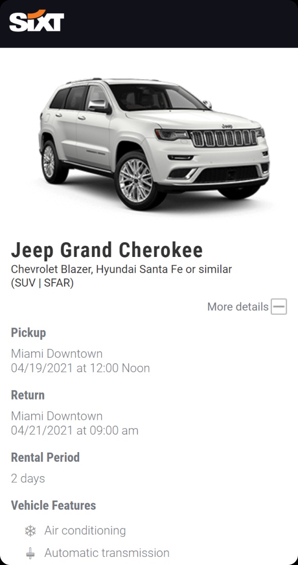 Detailed offer page control
