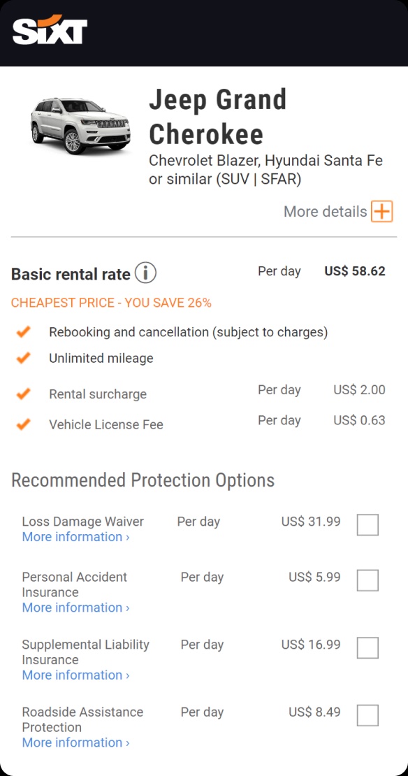 Simplified offer page variant
