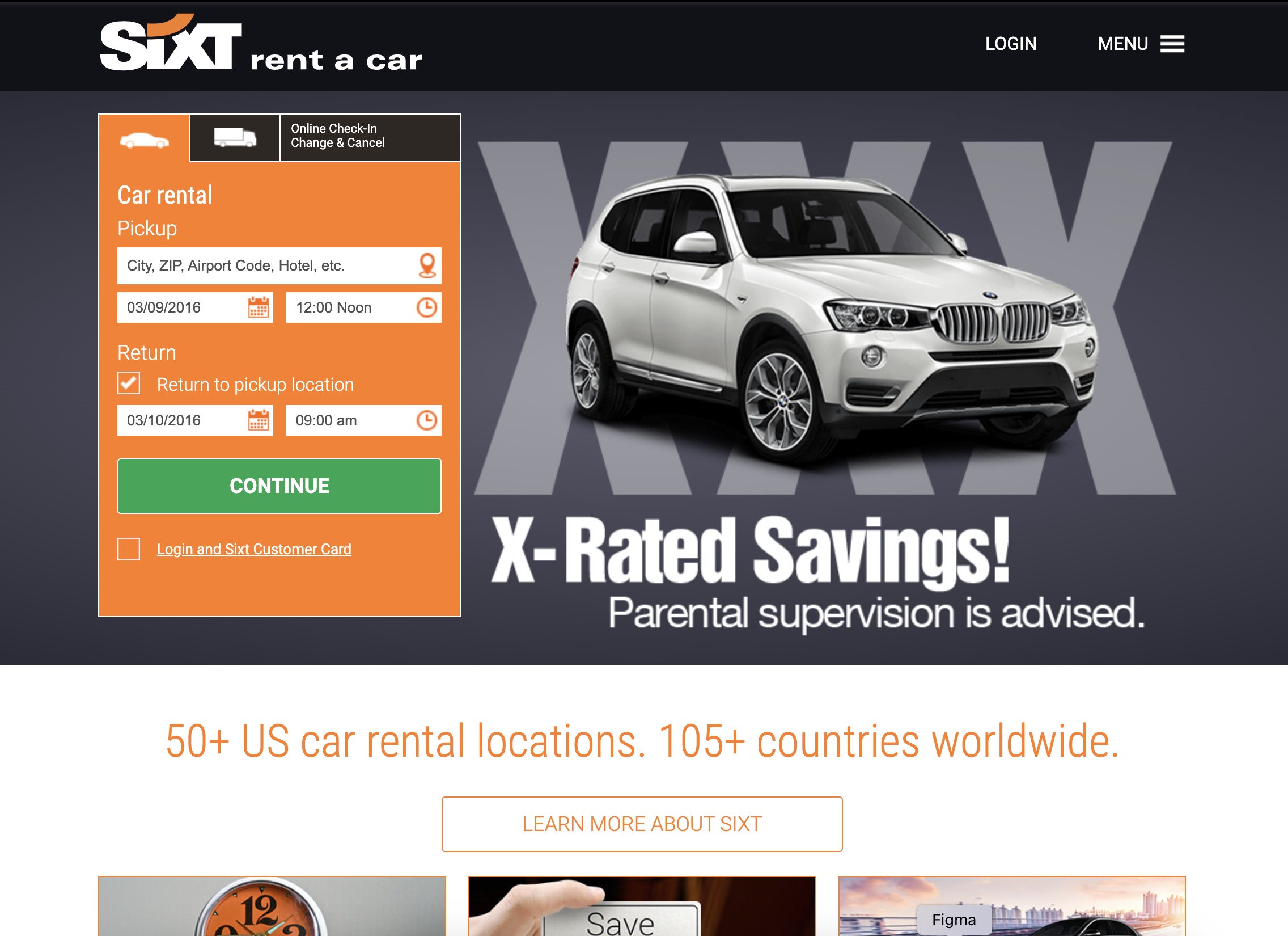 SIXT website in 2015